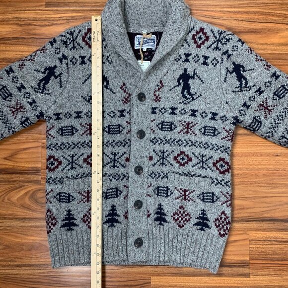 Schott Bros. Bromley Wood Blend Shawl Collar Cardigan Gray Large NWT - Picture 6 of 7